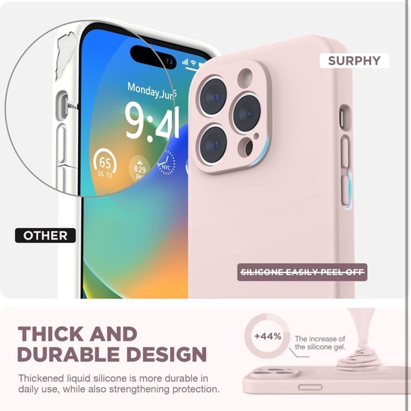 SURPHY iPhone 14 Pro Max case, liquid silicon phone case color “Pink Sand” - Picture 3 of 7